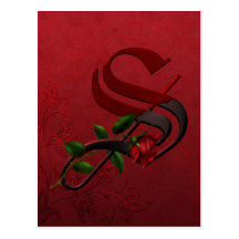 Gotisk rosa Monogram S Vykort