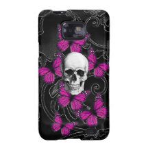 Gotisk skalle & purpurfärgade fjärilar samsung galaxy s2 fodral