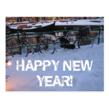 Gott nytt årsnö cyklar vykortet