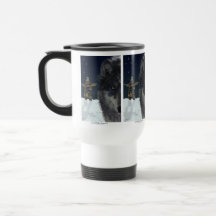 Grå färgvarg & Inukshuk som dricker muggen