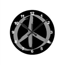 Grå fredstecken vägg klockor