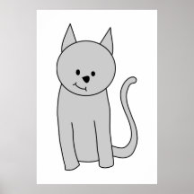 Grå kattCartoon. Affischer