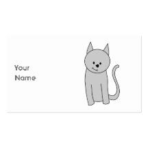 Grå kattCartoon. Visit Kort