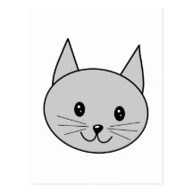 Grå kattCartoon. Vykort