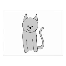 Grå kattCartoon. Vykort
