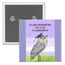 Graduation Congratulations Owl Button