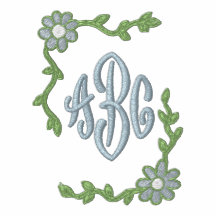 Gränsad blom- Monogrammall Broderad Pikétröja