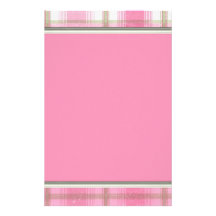 Gränsad brevpapper för funky flickaktigt rosa pläd