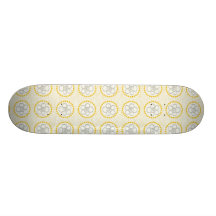 Grått blommar med gult skateboard deck
