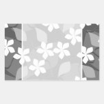 Grått- och vitblommor. Blom- modell Retangel Klistermärke