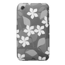 Grått- och vitblommor. Blom- modell Case-Mate iPhone 3 Cases
