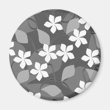 Grått- och vitblommor. Blom- modell Magneter