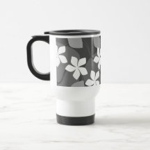 Grått- och vitblommor. Blom- modell Mugg