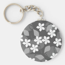 Grått- och vitblommor. Blom- modell Nyckelringar