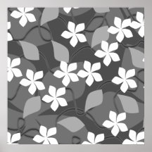 Grått- och vitblommor. Blom- modell Print