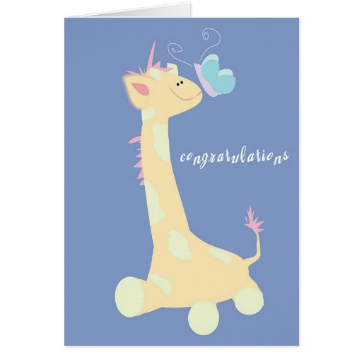 Grattis (babygiraff/fjäril) hälsnings kort