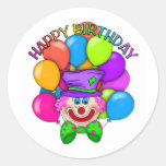 Grattis på födelsedagenclown och ballonger klistermärken