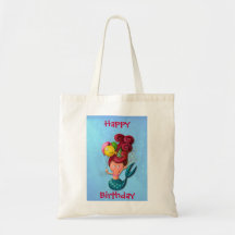 Grattis på födelsedagensjöjungfru - beställnings-  tote bags