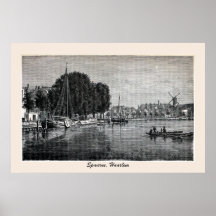 Gravyr Spaarne flod Haarlem Print