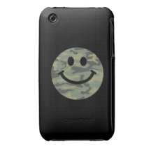 Green Camo Smiley Face iPhone 3 Case-Mate Case