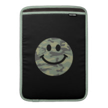 Green Camo Smiley Face MacBook Air Sleeves
