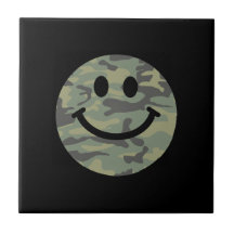 Green Camo Smiley Face Tiles