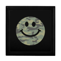 Green Camo Smiley Face Trinket Box