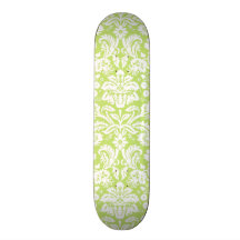 Green fancy damask pattern skate deck