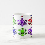 Green_Purple_Red_Blue_Snowflakes Mugg