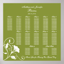 Green Square Wedding Reception Seating Chart Print