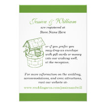 Green & White Wedding Wishing Well Card