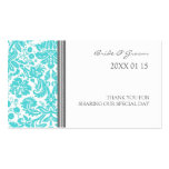 Grey Aqua Damask Wedding Favor Tags Business Cards