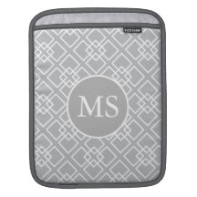 Grey Monogram Geometric Pattern iPad Sleeves