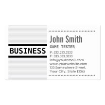 Grey Stripes Game Testing Business Card
