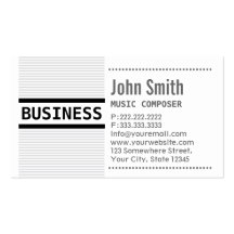 Grey Stripes Music Composer Business Card