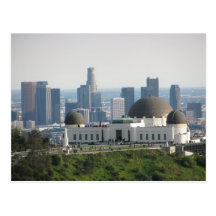Griffith observatorium och i stadens centrum Los A Vykort