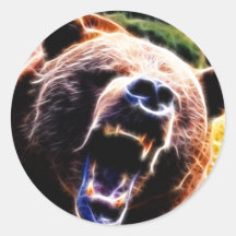 Grizzlyen vrålar klistermärken