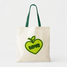 GRÖN APPLE HJÄRTA TOTE BAG