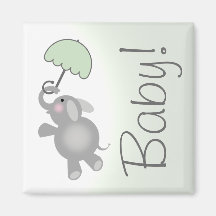 Grön baby showerfavörmagnet - elefant kylskåps magneter