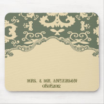 Grön beige vintagelandsbyggsbröllopanpassade musmatta