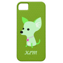 Grön ChihuahuaMonogram iPhone 5 Fodraler