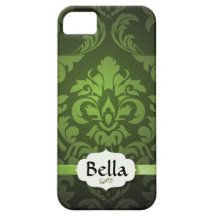 Grön damast med namn iPhone 5 cover