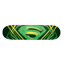 Grön dekorativ logotyp för stålman skateboard decks