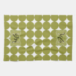 Grön Dotty MonogramamerikanMoJo kökshandduk