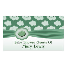 Grön fluffig molnbaby shower visitkort mallar
