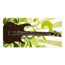 Grön Grungegitarr Fotokort Mall