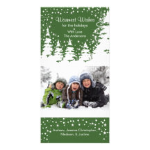 Grön jul för snöjulgranfoto skräddarsydda fotokort