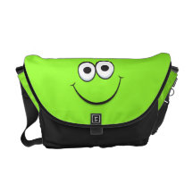 Grön lycklig tecknadsmiley facemessenger bag