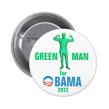 Grön man för Obama 2012 Knappar