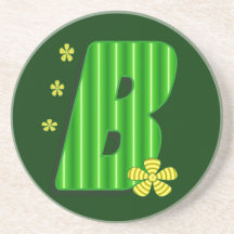 Grön monogram för B Dryck Underlägg
